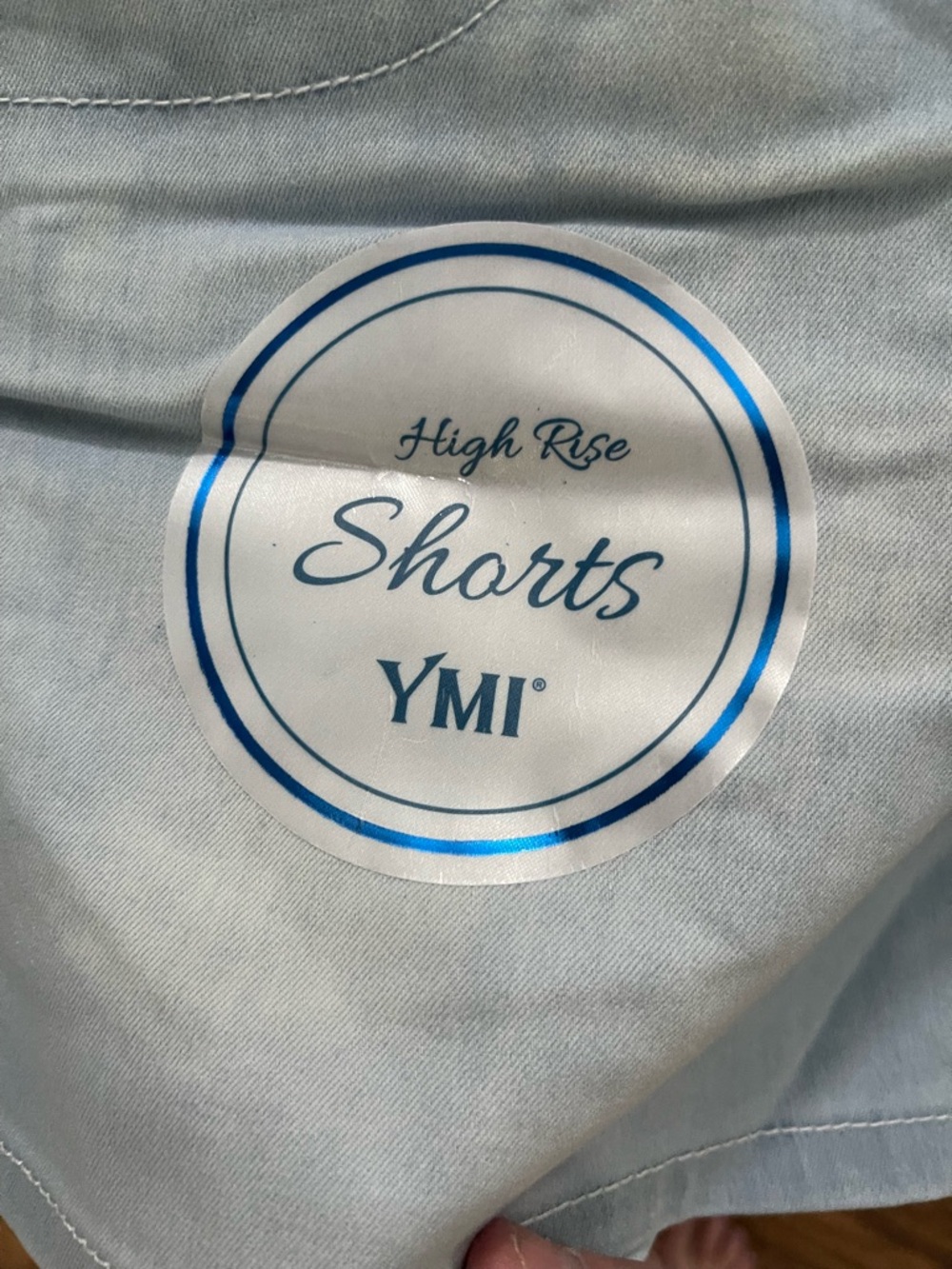 YMI Light Blue High-Rise Triple-Button Denim Shorts - Picture 4 of 4